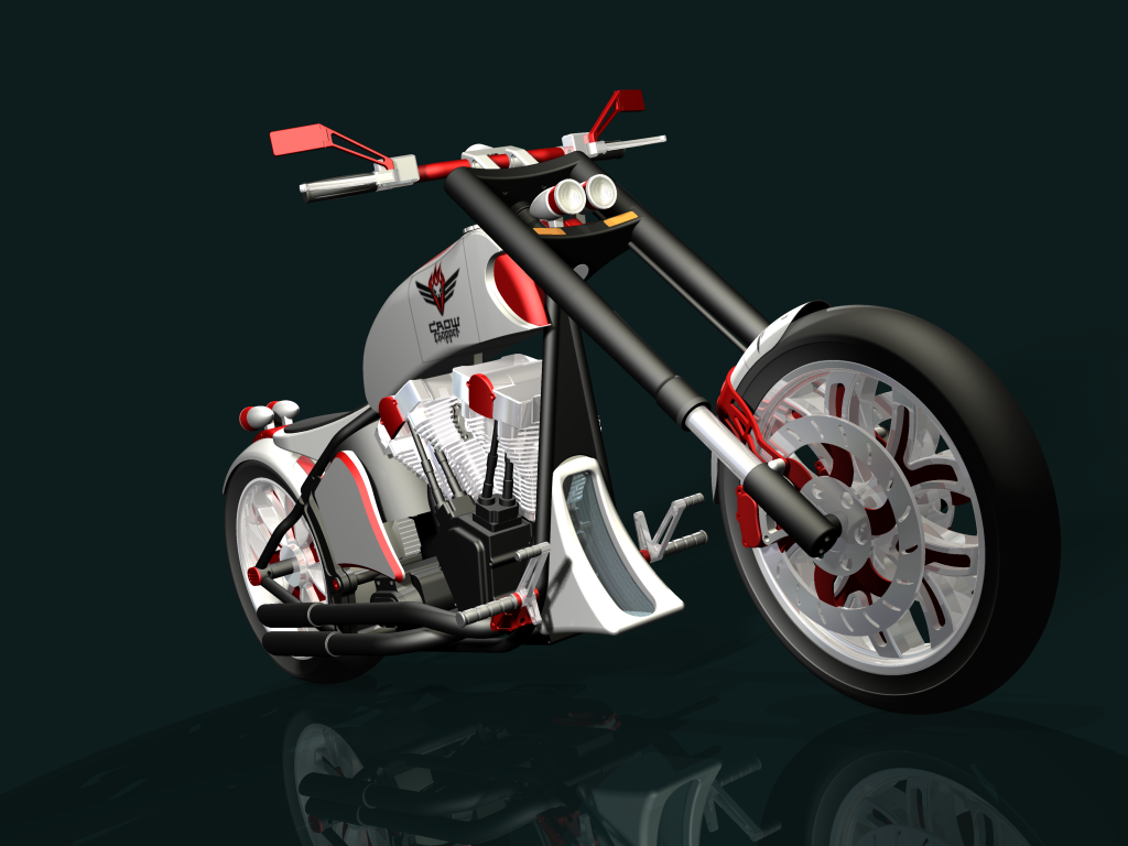 摩托车chopper-motorbike-crow-design-stp格式